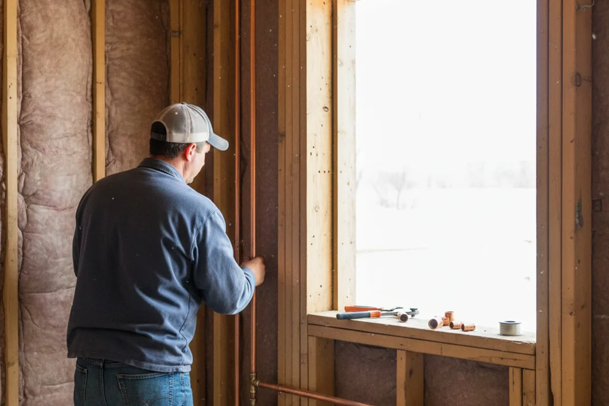 Licensed plumber running new copper supply lines in a Mingo home